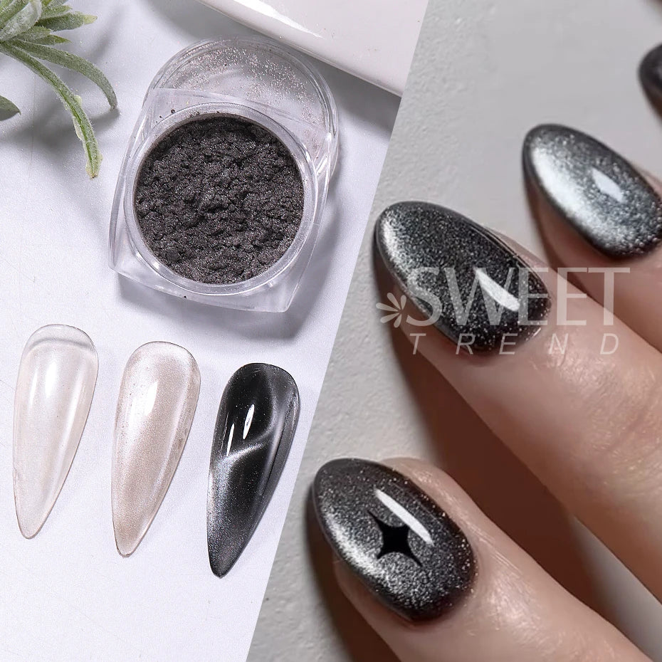 6 Colors Cat Eye Magnetic Chrome Nail Powder 3D Glitter Nail Pigment Powder UV Gel Polish Dust DIY Manicure Decoration Supplies