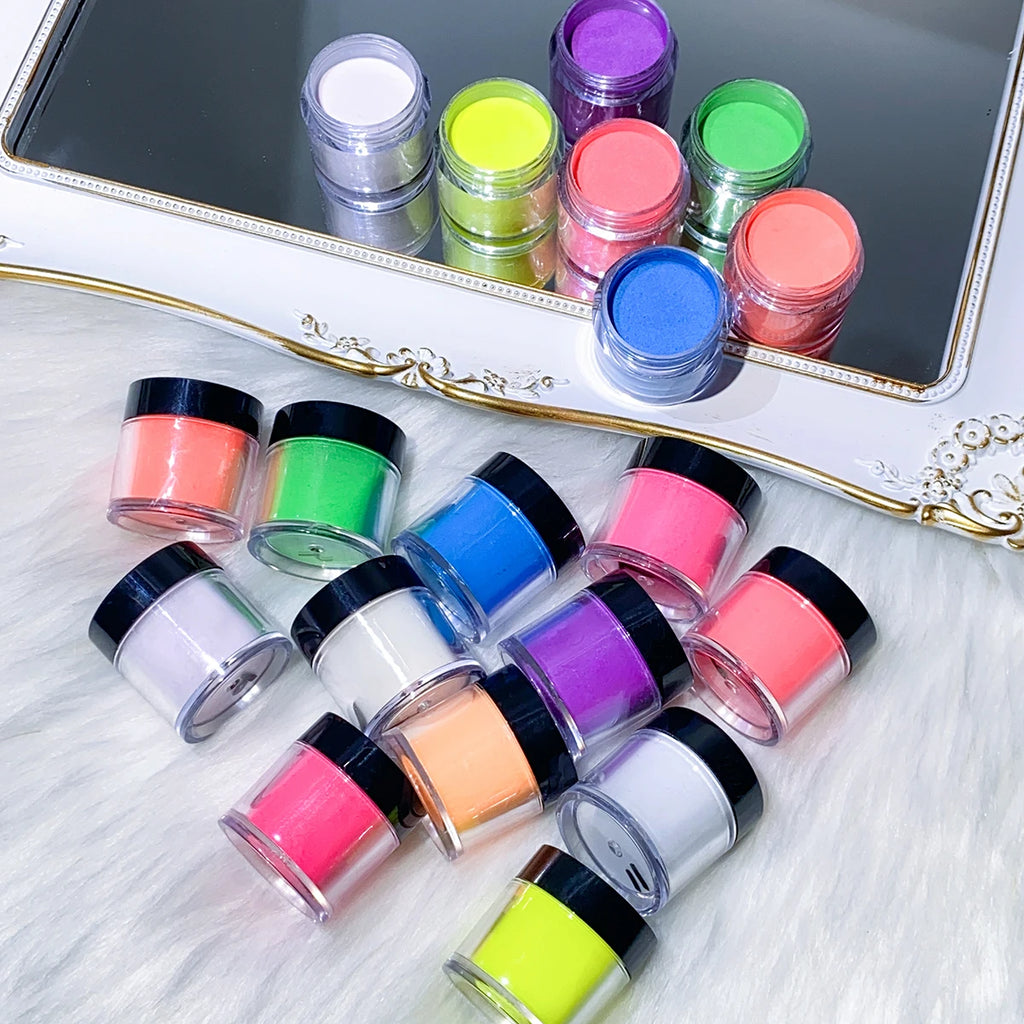 MAFANAILS Glow-in-the-Dark Acrylic Powder – Luminous Neon Nail Powder Set, 12 Colors