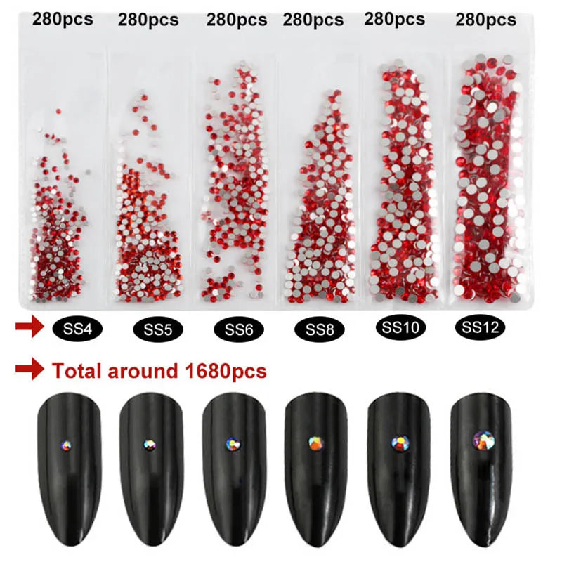 Multi-Size Glass Nail Rhinestones – Pre-Sorted Crystal Charm Set, SS4–SS12