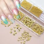 MAFANAILS Metal Summer Ocean Nail Art Charms – Shell, Starfish & Seahorse Studs, 6 Grids