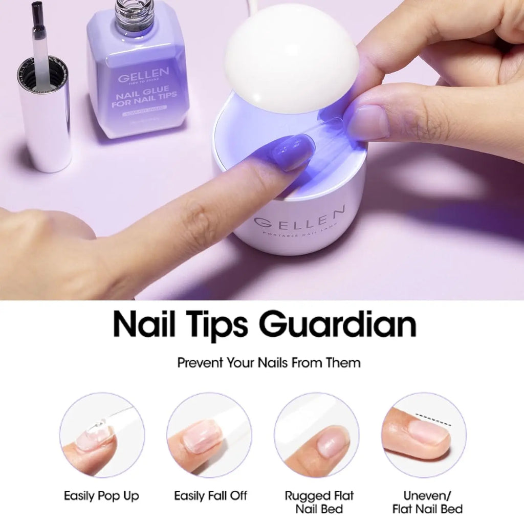 GELLEN 18ml 4In1 Nail Glue Gel Prep Dehydrator Kit for False Acrylic Press on Nails Soak Off LED UV Light Cure Manicure Supplies