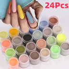 24-Piece Acrylic Powder Set – Multi-Color Crystal Pigment Nail Extension Powder