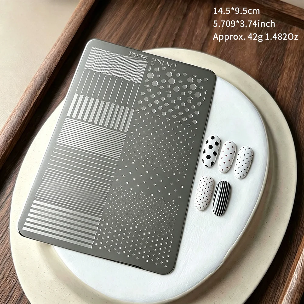 Polka Dot & Line Stripes Nail Stamping Plate – Multi-Size Pattern Template
