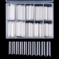 XXL French Half-Cover Nail Tips – Clear Acrylic Coffin & C-Curve Extensions