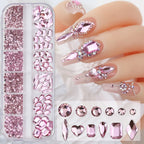 Sparkle Crystal Nail Rhinestones – Mixed Shape Flatback Gems, 12 Grids