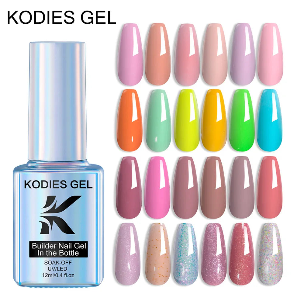 KODIES GEL Builder Nail Gel in a Bottle – Milky White & Nude Poly Hard Gel, 49 Colors