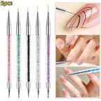 Lightweight Nail Art Dotting Pen Set – Rhinestone Handle Liner & Dotter, 5 Pieces