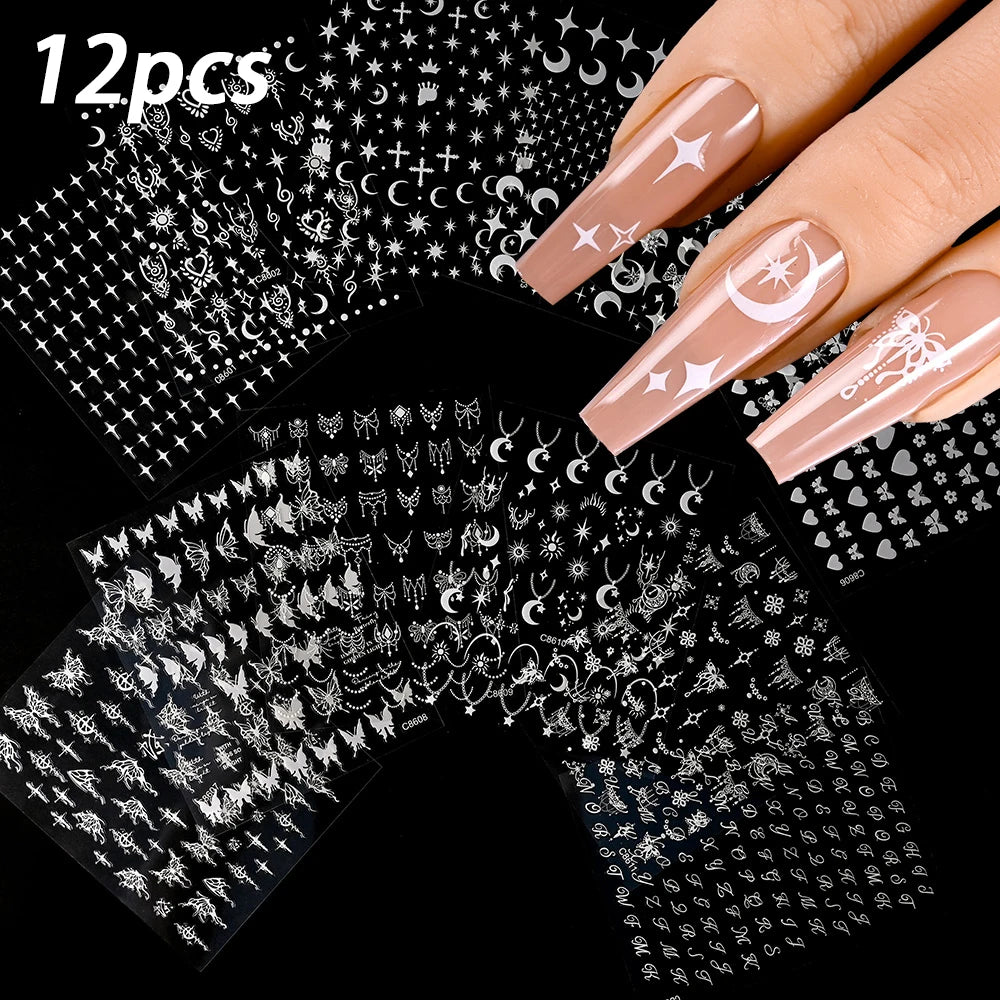 MingLee Golden Blue Marble Nail Stickers – Ocean Wave & Smoke Ink Decals, 12 Sheets