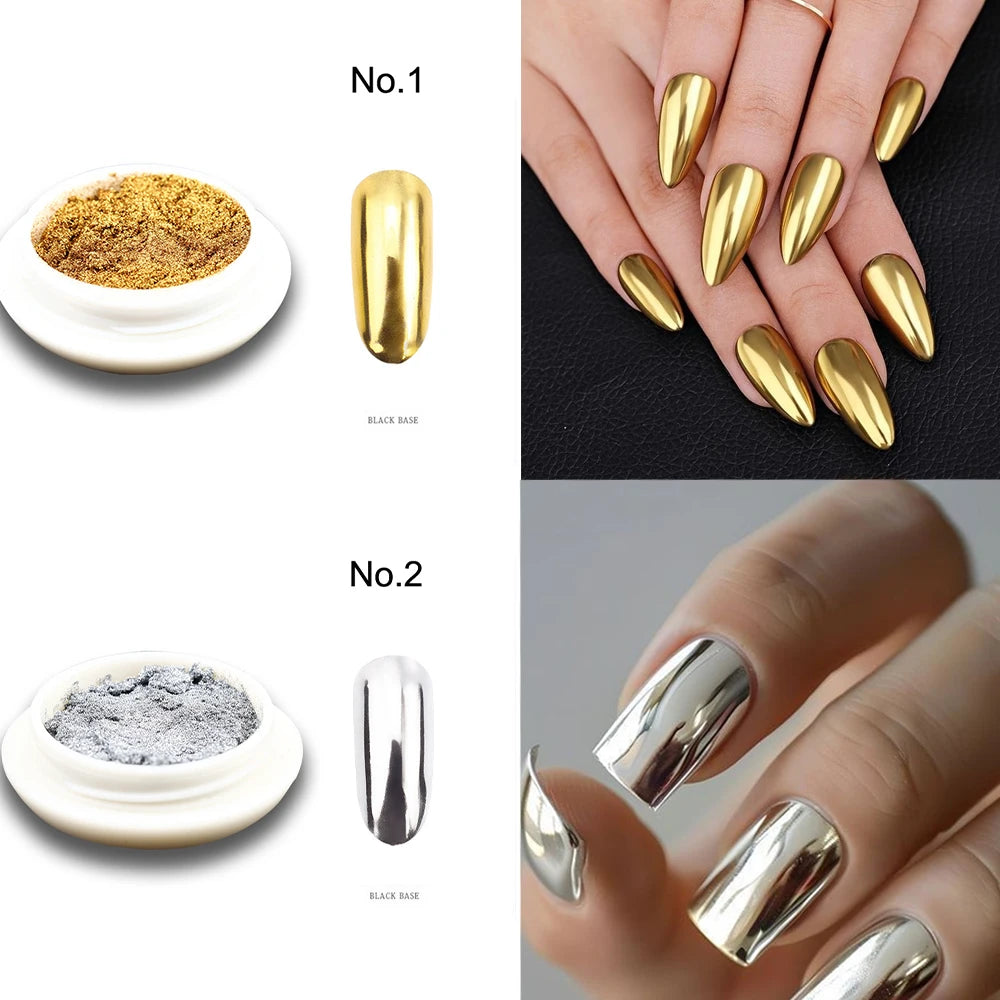 Chrome Mirror Nail Glitter Powder – Sparkly Shimmer Metallic Pigment