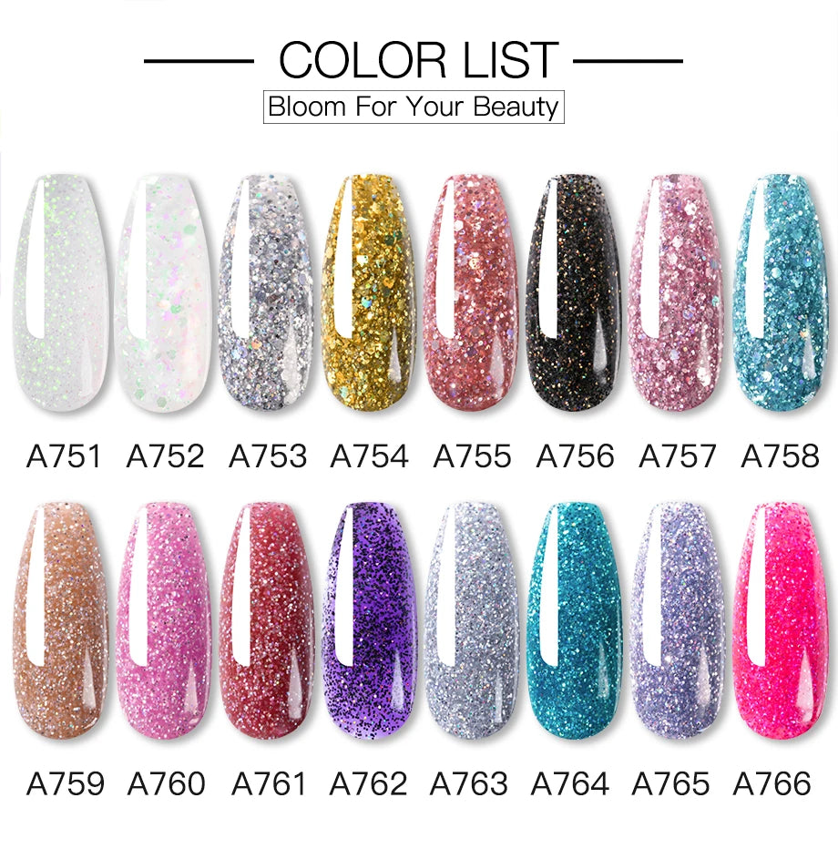 ROSALIND Glitter Sequin Poly Nail Gel – Quick Extension Crystal Builder Gel