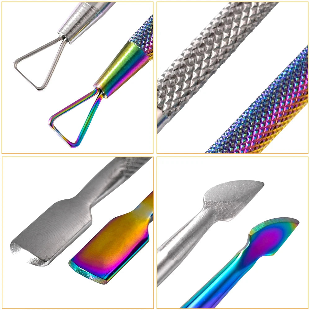 Hook Type Stainless Steel Cuticle Pusher & Gel Polish Scraper