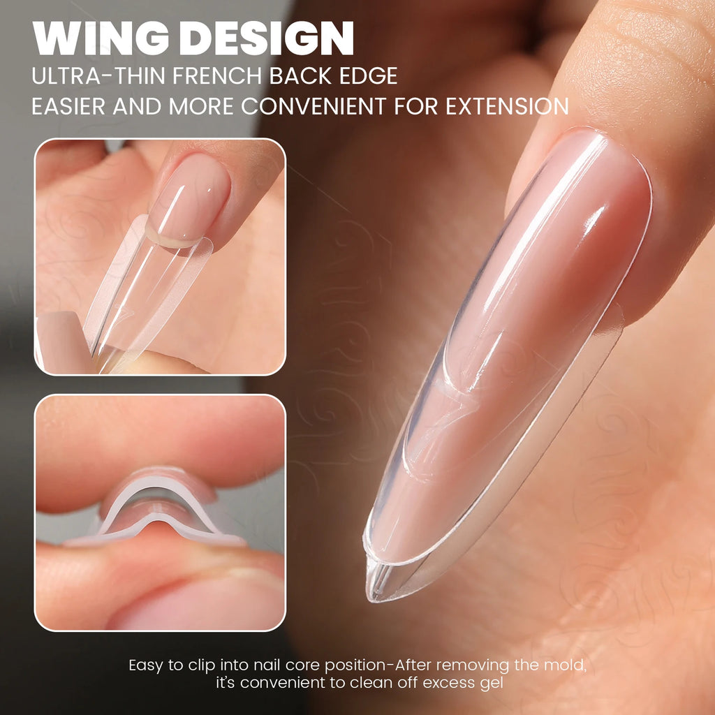 YOKEFELLOW Sandwich Dual Nail Forms – Coffin & Almond Extension Molds, 240pcs