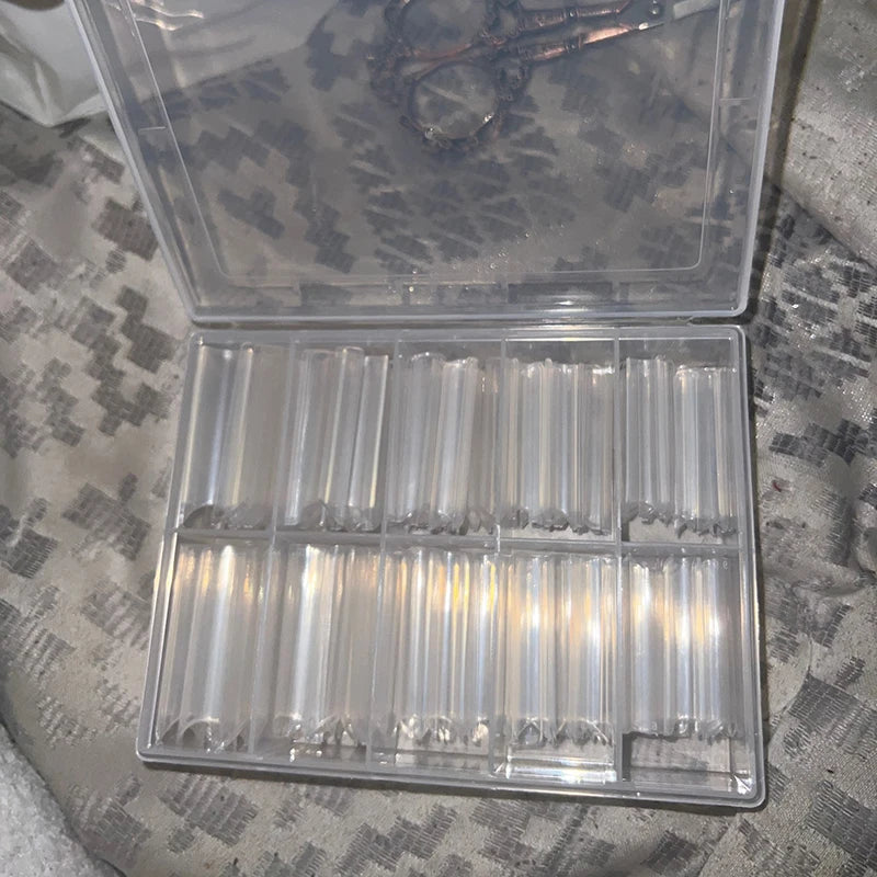 XXL French Half-Cover Nail Tips – Clear Acrylic Coffin & C-Curve Extensions