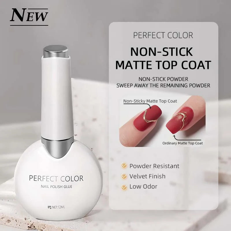 PERFECT COLOR Non-Stick Matte Top Coat – Anti-Stick No-Wipe Velvet Finish
