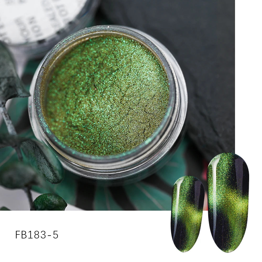 1Jar Reflective Magnetic Nail Powder Chameleon Glitter Cat Eye Dust Chrome Metallic EffectShiny Nail Pigment Manicure Decoration