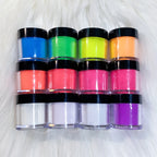 MAFANAILS Glow-in-the-Dark Acrylic Powder – Luminous Neon Nail Powder Set, 12 Colors