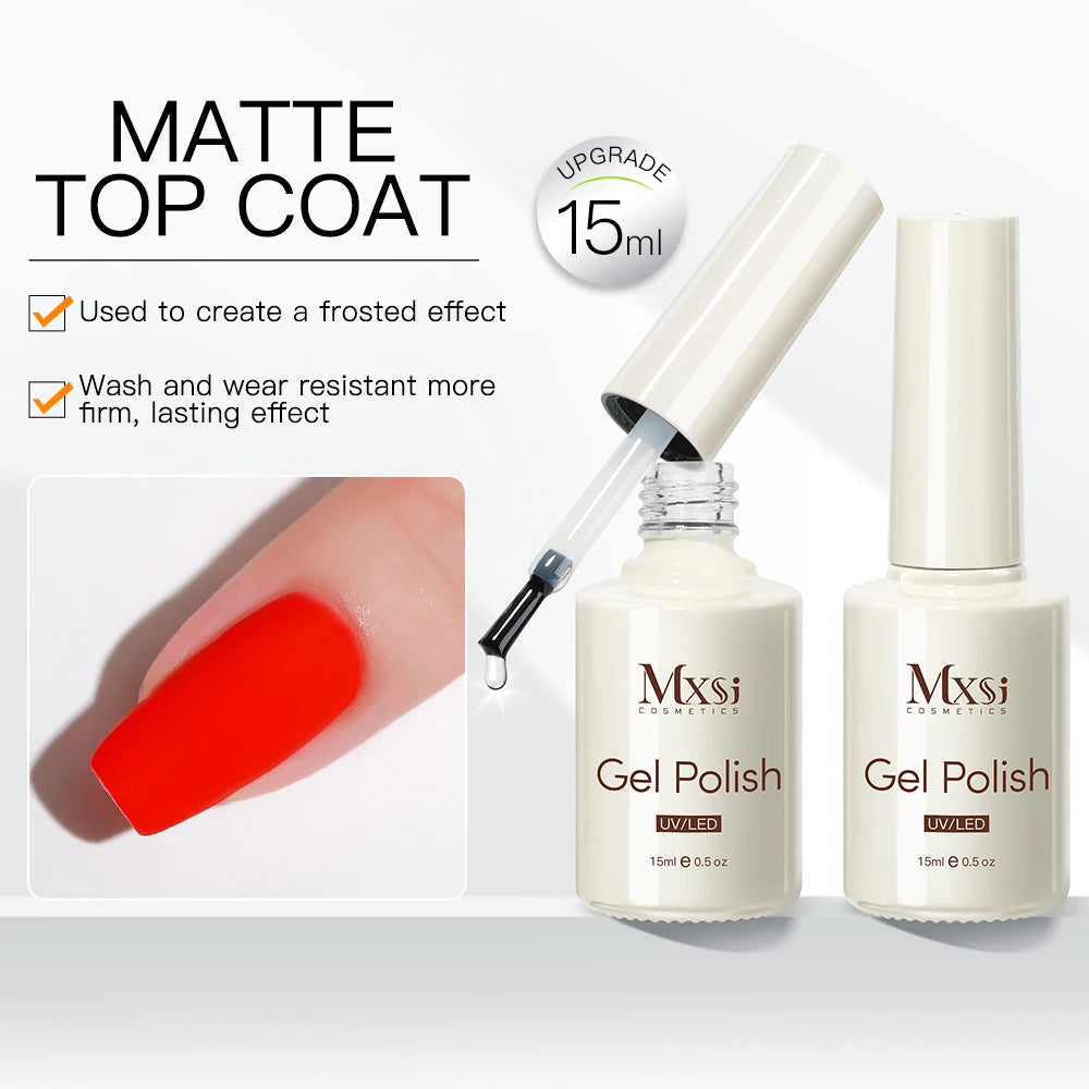 Mxsi Strong Base Coat & No-Wipe Top Coat – Self-Leveling French Manicure Gel