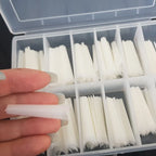 XXL French Half-Cover Nail Tips – Clear Acrylic Coffin & C-Curve Extensions