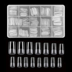 Half-Matte Square Nail Tips – Clear Full Cover Acrylic, 15 Sizes, 240-330 Pieces