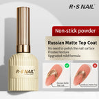 RS NAIL Russian Matte Top Coat – Frosted Non-Stick Powder Seal Gel
