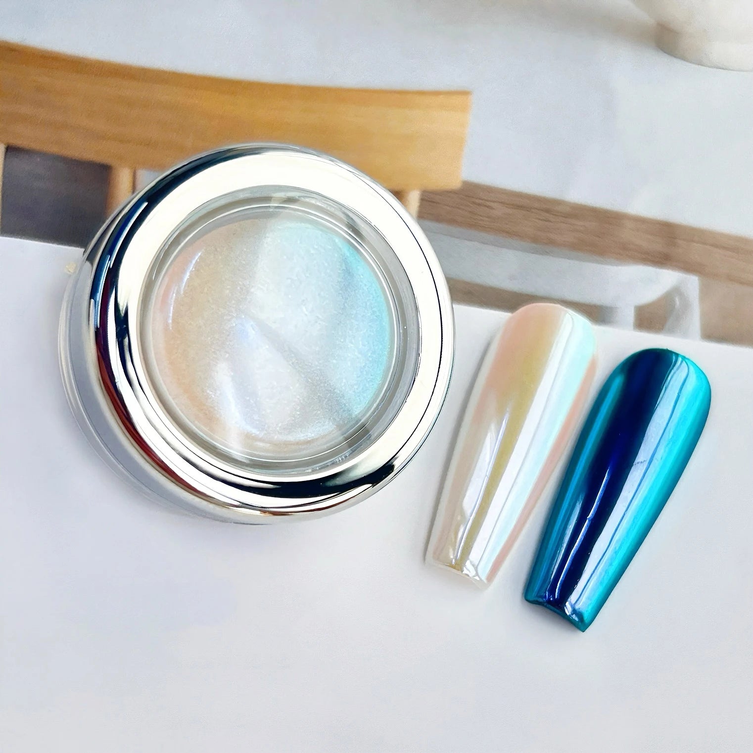 1Jar 0.2g Aurora Pearl Mirror Effect Nail Powders Aurora Chrome Mermaid Nails Art Powder Rainbow AB Glitter Rubbing Dust Pigment