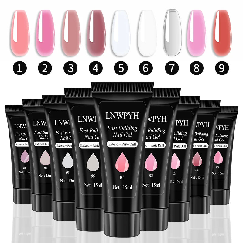 LNWPYH Poly Extension Nail Gel Set – Professional Building Gel Kit, 4/9 Colors