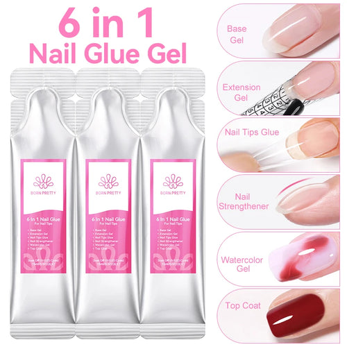 BORN PRETTY 6-in-1 Nail Glue Gel – Base, Extension & Reinforcement Gel, 15g