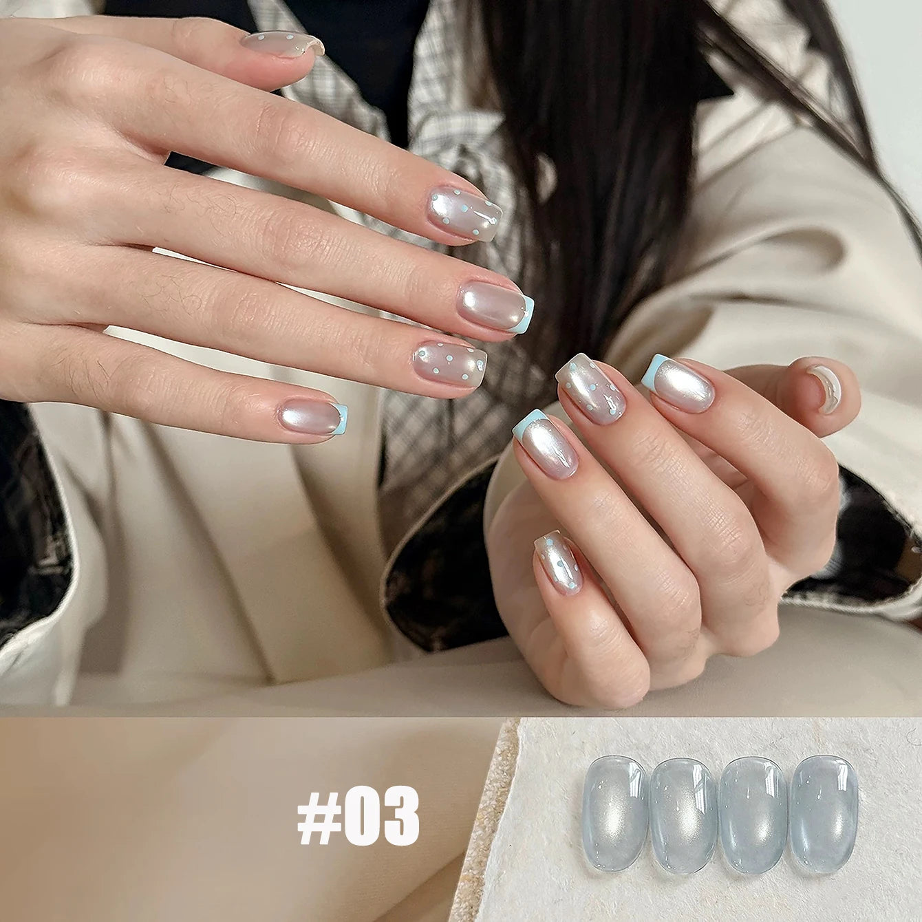 1-16PCS White Moonlight Glass Bead Nail Cat's Eye Gel Magnetic Satin Gel Polish 16-Colors Soak Off Glitter Manicure Varnish