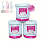 NOCIS Acrylic Powder – White, Pink & Naked Colors for 3D Nail Extension, 120g