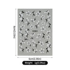 5D Glitter Silver Black Flower Nail Stickers – Embossed Floral Transfer Decals