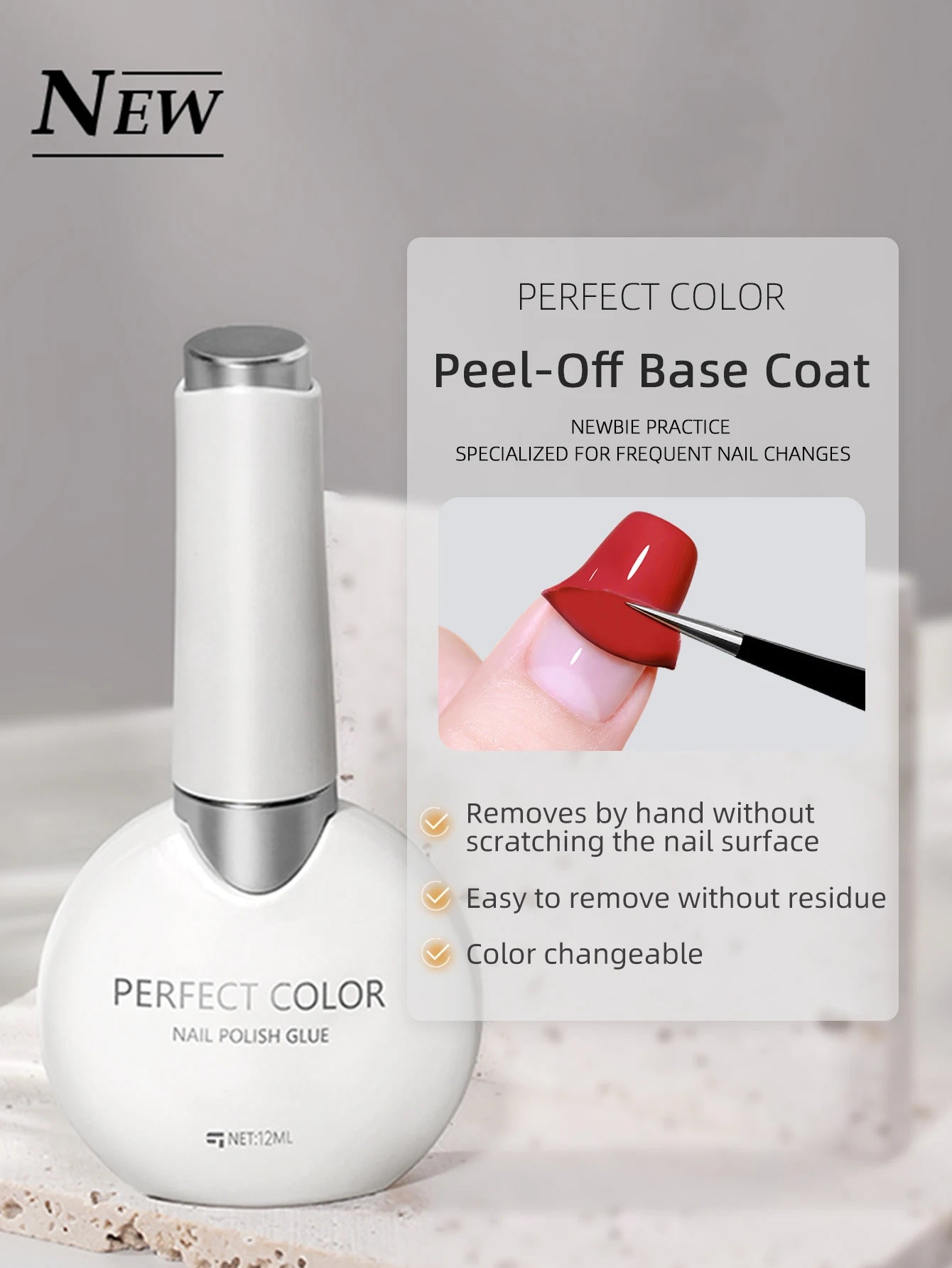 PERFECT COLOR Gel Nail Polish Top & Base Coat Set – Silky Base, Glossy No-Wipe Top