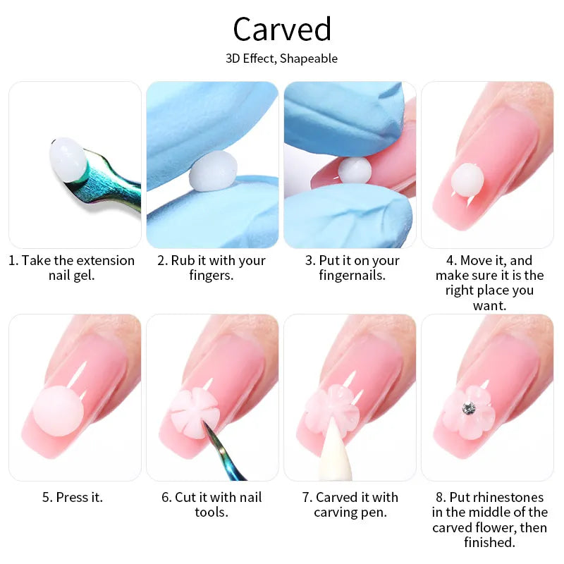 LILYCUTE 8ml Clear Non Stick Hand Extension Gel Nail Polish For 3D Shaping Nail Art Solid Milky Jelly Hard Gel For Fake Nail DIY