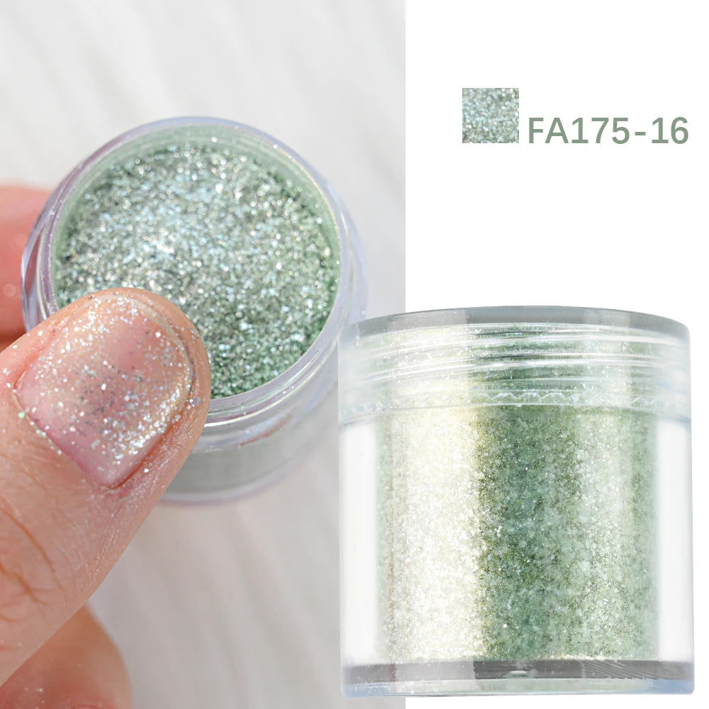 16 Colors Spring Pink Aurora Polarized Opal Nail Flakes Untra-Thin Iridescent Shimmer Powder DIY Manicure Rubbing Opal Powder