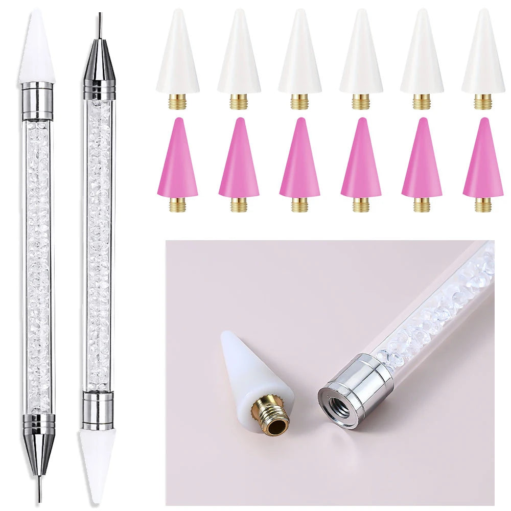 Acrylic Handle Nail Rhinestone Picker – Dual-End Wax Dotting Pen
