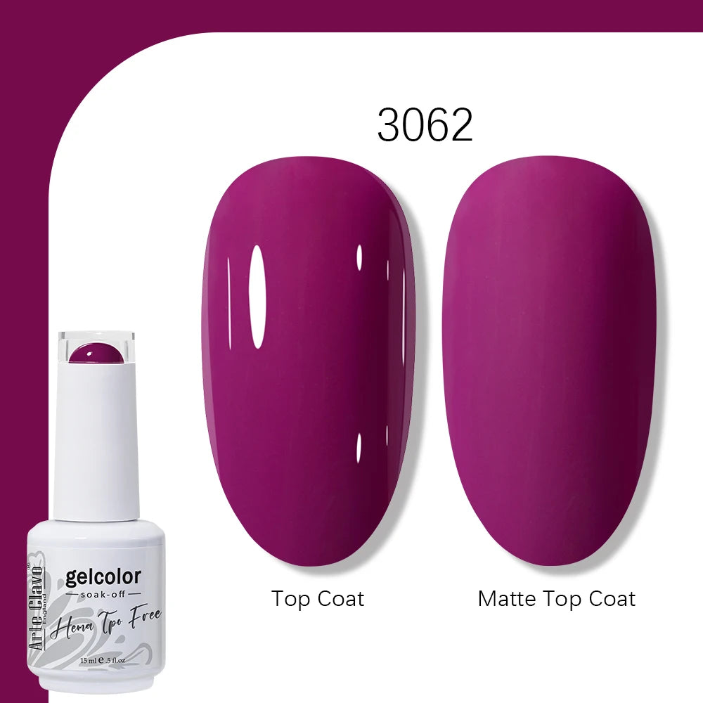 Arte Clavo Gel Nail Polish 400 Colors15ml Semi Permanent Gel Varnish Base Top Coat Nail Art Manicure Soak Off LED UV Salon Gel