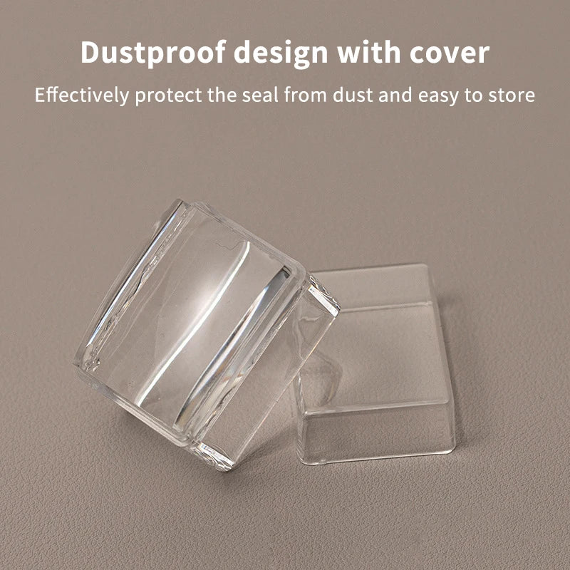 Transparent Rectangle Nail Art Stamper with Scraper – Clear Jelly Transfer Tool