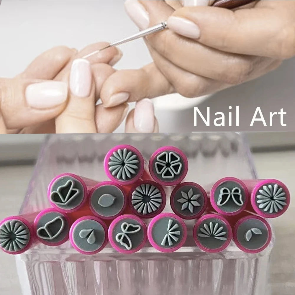 Chic 9D Nail Art Stamp Pen Set – Daisy, Star, Butterfly & Heart Designs
