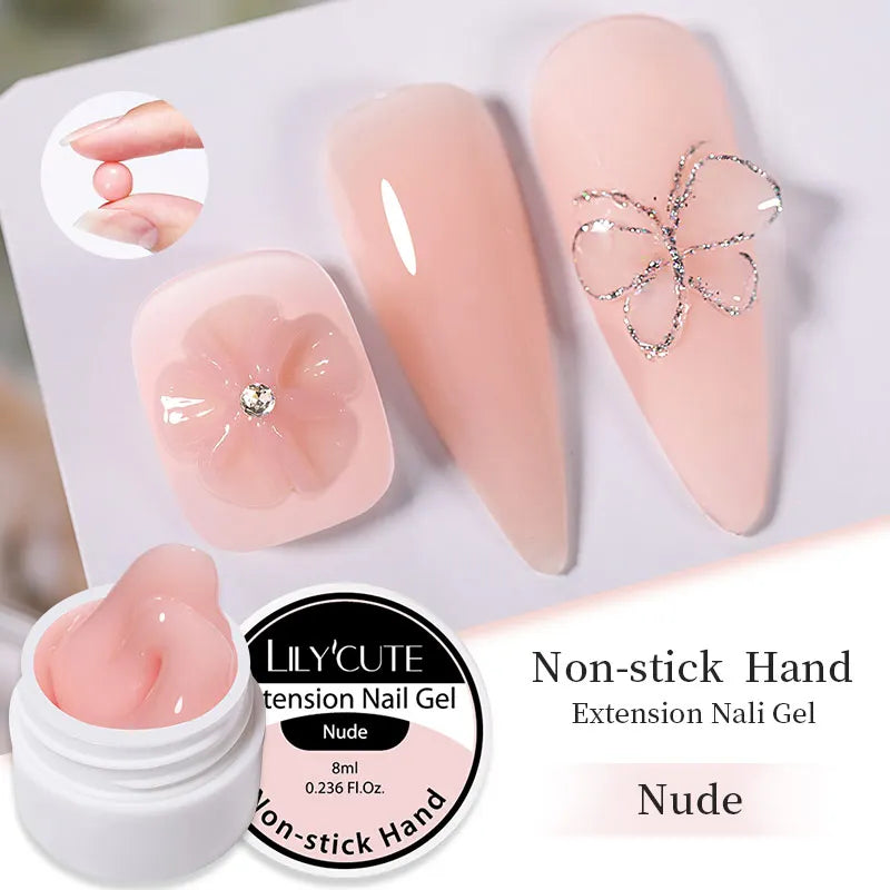 LILYCUTE 8ml Clear Non Stick Hand Extension Gel Nail Polish For 3D Shaping Nail Art Solid Milky Jelly Hard Gel For Fake Nail DIY