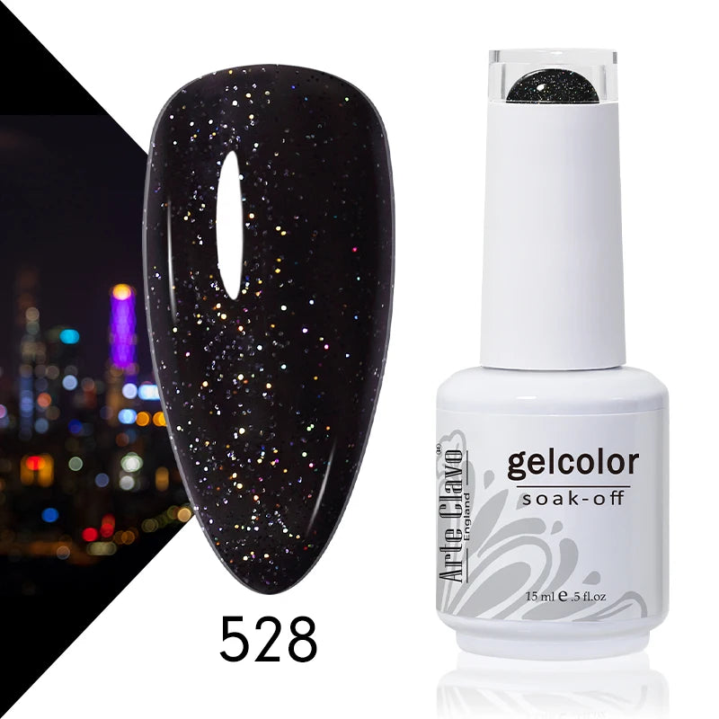 Arte Clavo 15ml Gel Nail Polish Nail Supply Wholesale Soak Off UV LED Gel Lacquer Nail Art Glitter Polish Long Lasting Gel