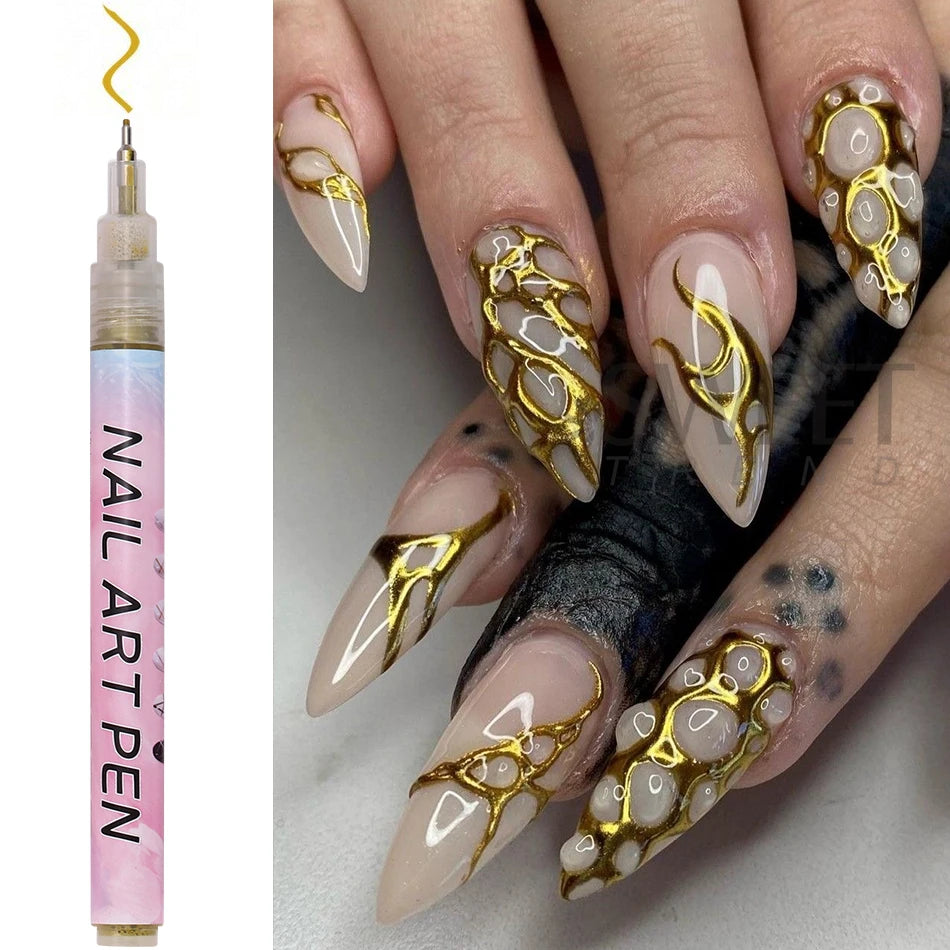 Graffiti Nail Pen 0.5mm – Black, White, Gold & Silver Detail Marker