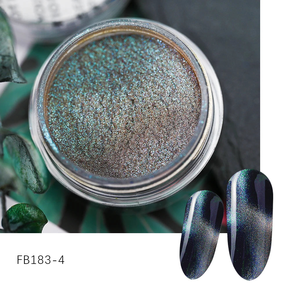 1Jar Reflective Magnetic Nail Powder Chameleon Glitter Cat Eye Dust Chrome Metallic EffectShiny Nail Pigment Manicure Decoration