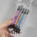 Dual-Ended Silicone Nail Sculpting Pen Set – 3D Flower Carving & Mirror Powder Tools, 5 Pieces