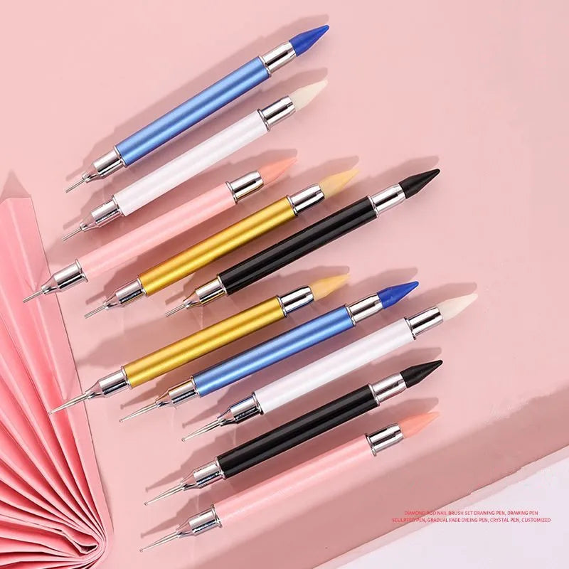 Dual-Ended Rhinestone Picker Pen – Wax Dotting Tool with 2 Replaceable Heads