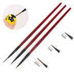 Nail Art Liner Brush Set – Thin Stripe Line Drawing Pens, 3 Pieces (5/7/11mm)