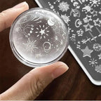 Cartoon Moon & Stars Nail Stamping Plate – Celestial Design Template