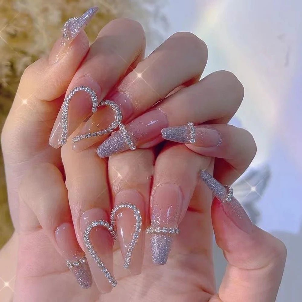 Sparkling Rhinestone Chain Nail Charms – Claw-Set Crystal Metal Chain