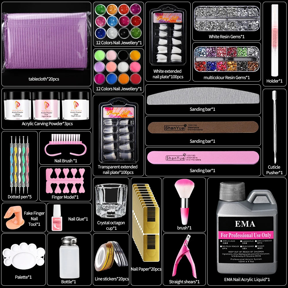 HotPress Acrylic Powder & Monomer Nail Kit – Professional Extension Set