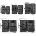Complete Stainless Steel Manicure & Pedicure Kit with Travel Case