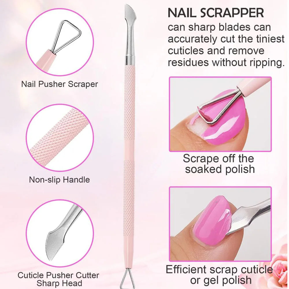 Pink Nail Art Cutter Set – Stainless Steel Scissor, Clipper & Pusher, 3 Pieces