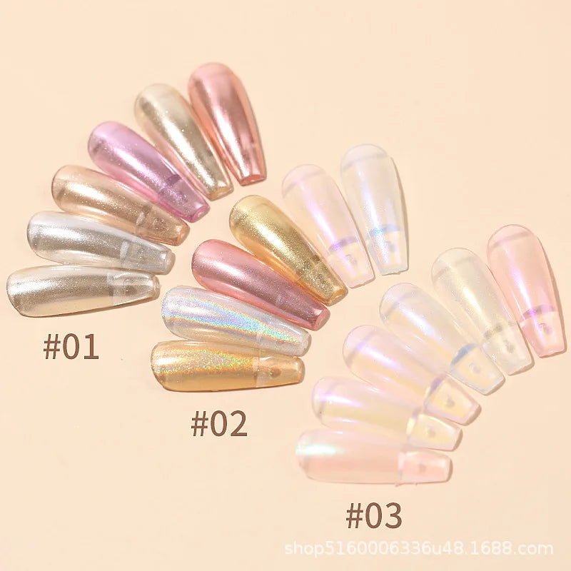CHUNSHU 6-Color Metallic Chrome Nail Powder – Mirror Gold, Silver & Aurora
